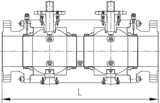 雙截斷和泄放球閥結構示意圖